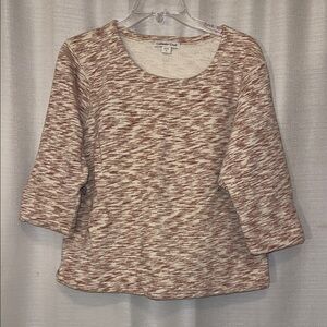 Coldwater Creek Women's 3/4 Length Sleeved Sweatshirt Marled- Brown/Rust